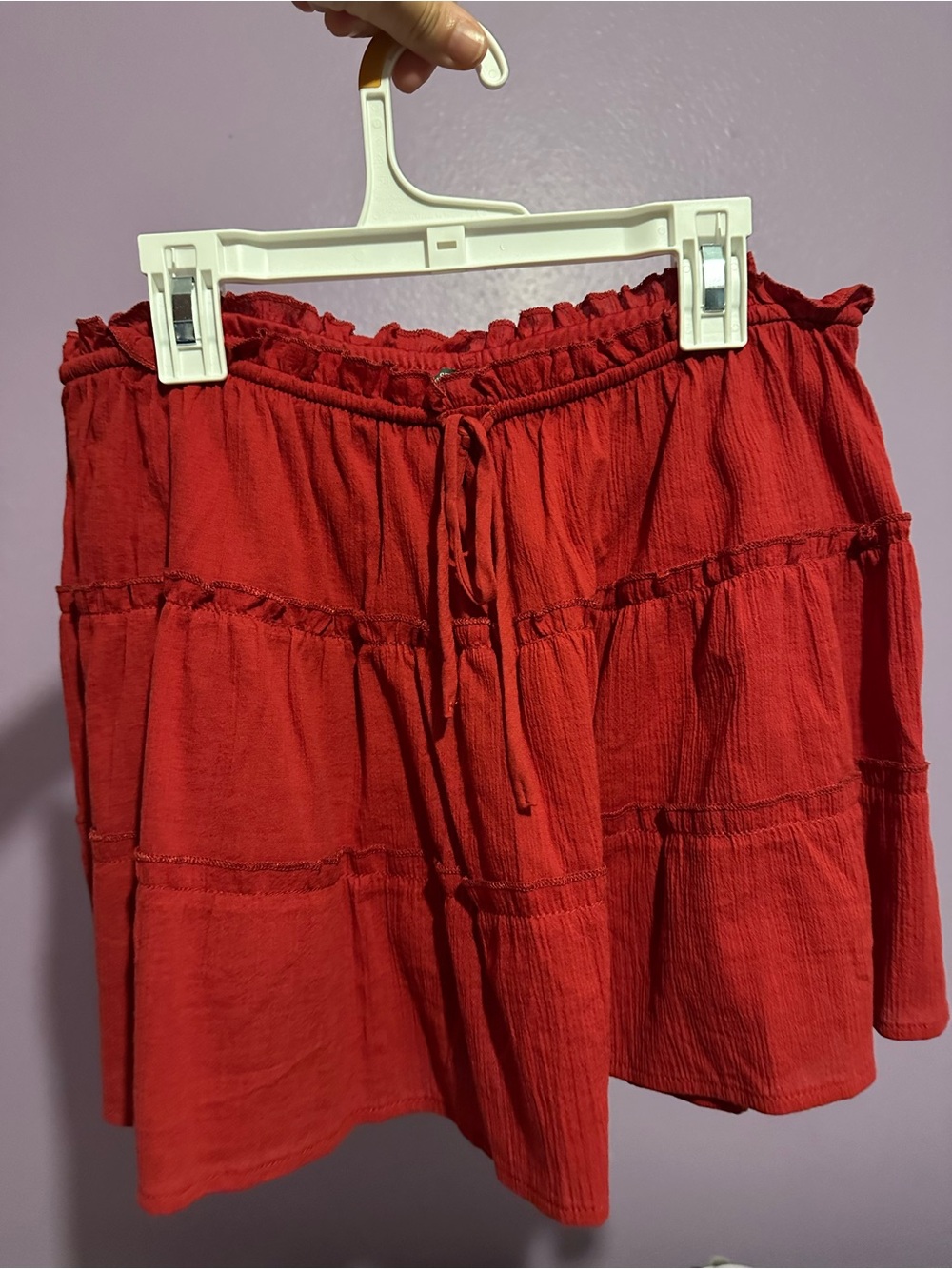 Red Tiered Drawstring Women's Skort